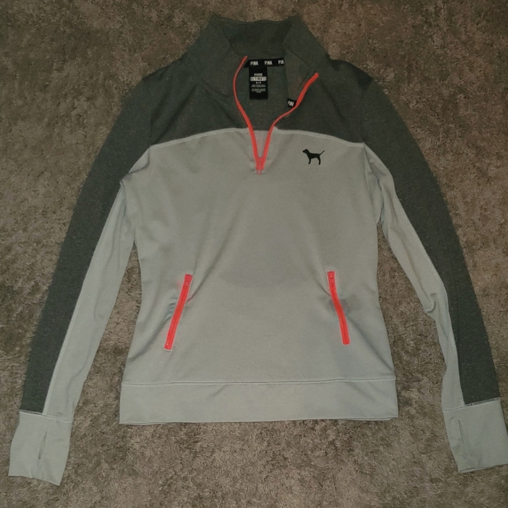 Like new PINK size S grey quarterzip top